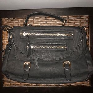 Black Crossbody Bag Purse w. Gold Zippers